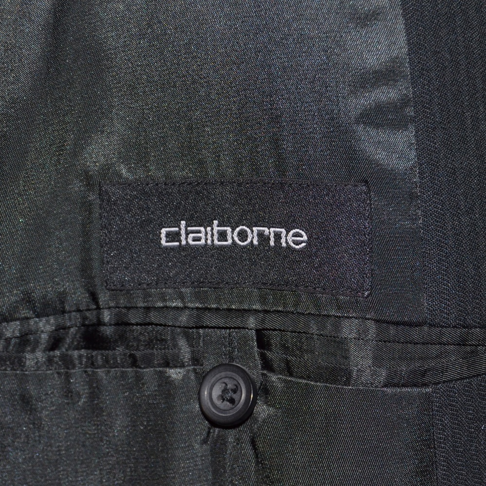 Claiborne 42L Sport Coat Blazer Suit Jacket Black - Picture 6 of 8
